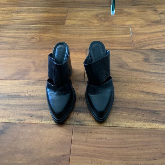 Black Leather Tread Mules - Picture 3 of 5